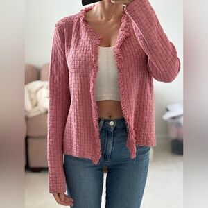 Italian made Pink Fringed Women's Sweater cardigan jacket small medium